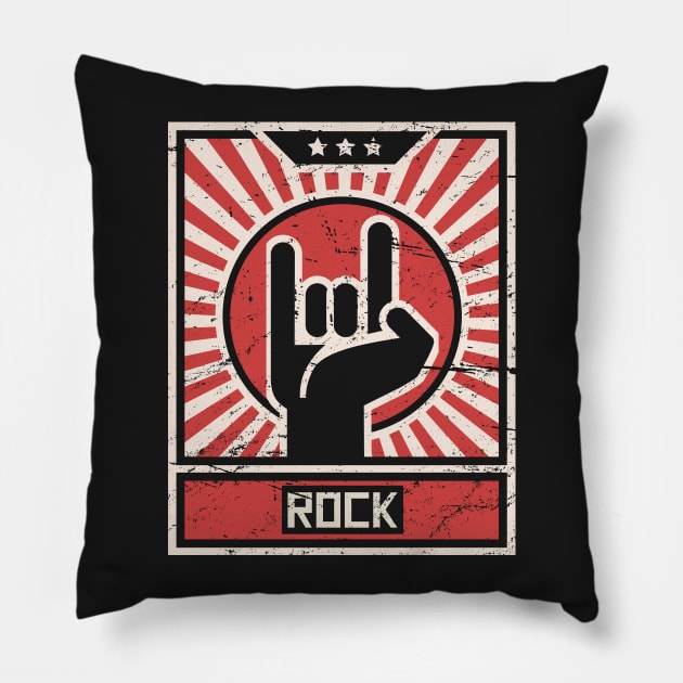 Rock | Punk Rock Propaganda Poster Pillow by MeatMan