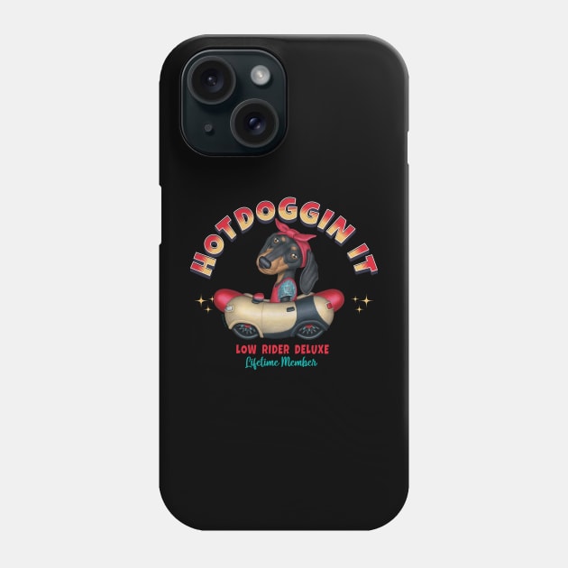 Piper Dachshund HotDoggin It Phone Case by Danny Gordon Art