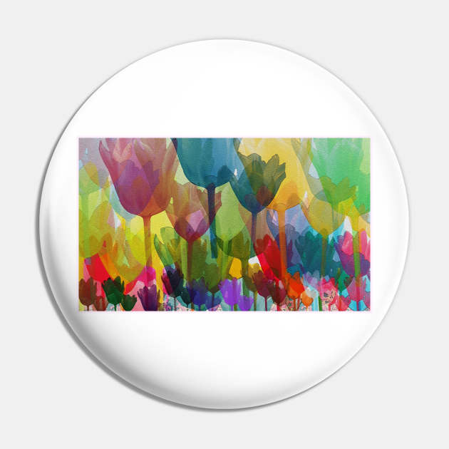 Rainbow Watercolor Tulips Pin by FloralPatterns