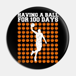 Retro 100th Day Of School, Basketball 100th Day Balls Pin