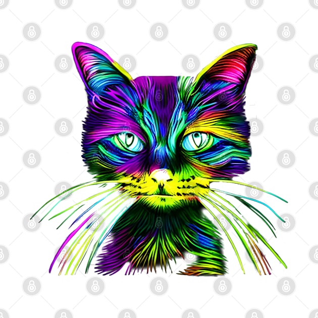 Cat Eyes Are Always Watching - Playful Colorful Cat by 1FunLife