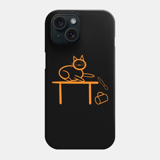 Cat knocking stuff on the ground Phone Case by WelshDesigns