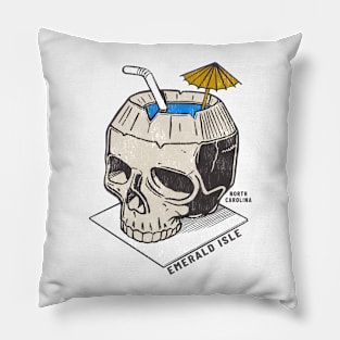 Emerald Isle, NC Summertime Vacationing Skull Drink Pillow