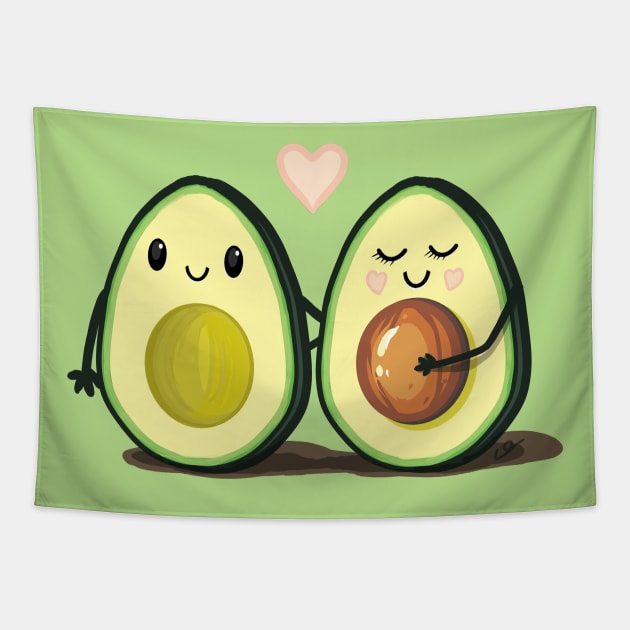 Two Halves Avocado Couple Tapestry by ElephantShoe