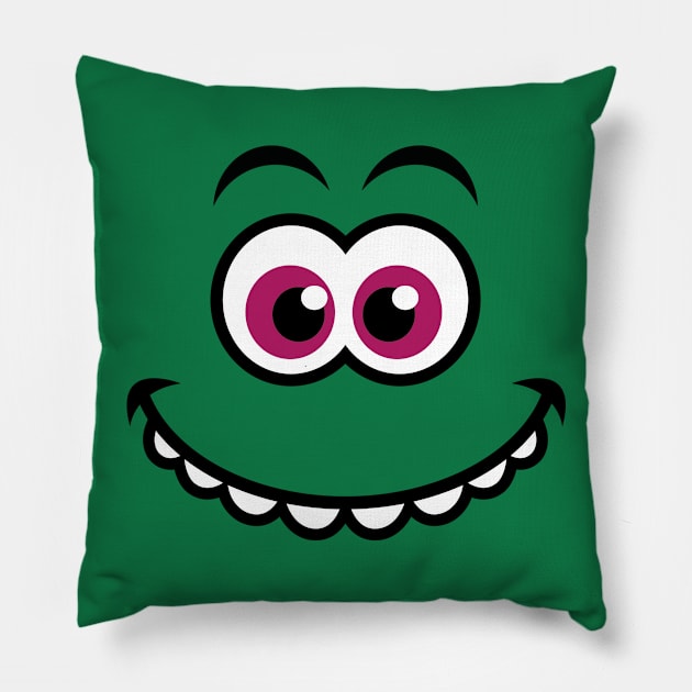 Dinosaur Smiley Face Pillow by avertodesign