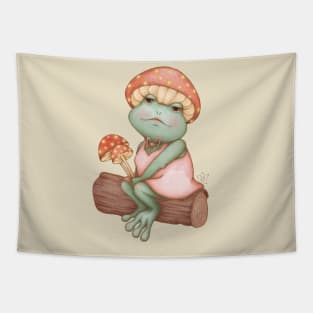 Lady Toadstool - Cottagecore Frog Portrait Tapestry
