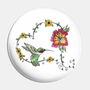 Hummingbird Heart Pin