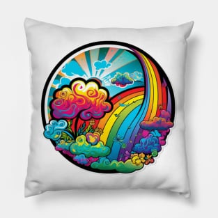 Groovy Psychedelic Rainbow Pillow