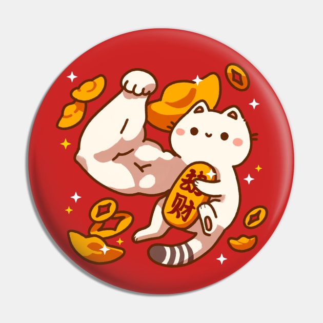 Funny Super Lucky Cat Pin by vooolatility
