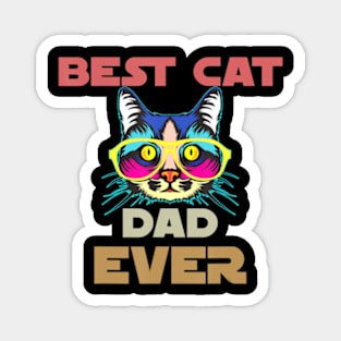 Awesome Vintage Best Cat Dad Ever With Glasses Multi Colored Magnet