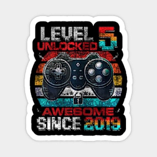 Level 5 Unlocked 5 Year Old 5Th Birthday Gamer Boys Kids Magnet