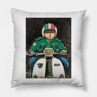 Retro Scooter, Classic Scooter, Scooterist, Scootering, Scooter Rider, Mod Art Pillow