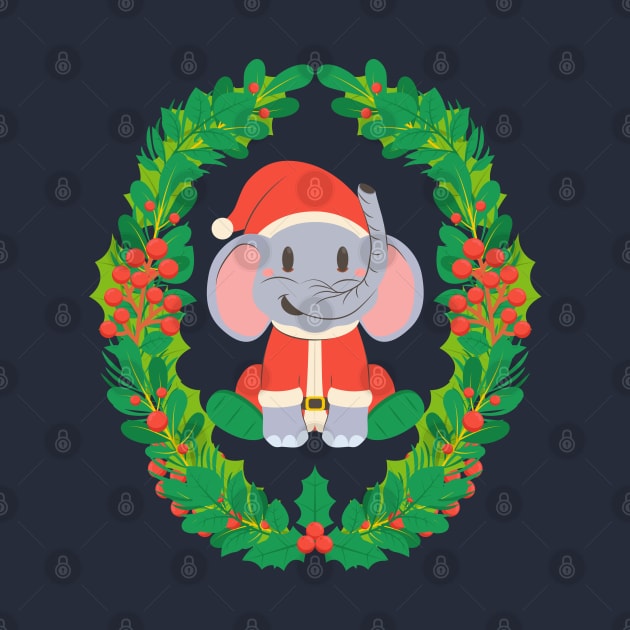 Baby Elephant Santa - Christmas Animal Nursery Kids Character Illustration by Millusti