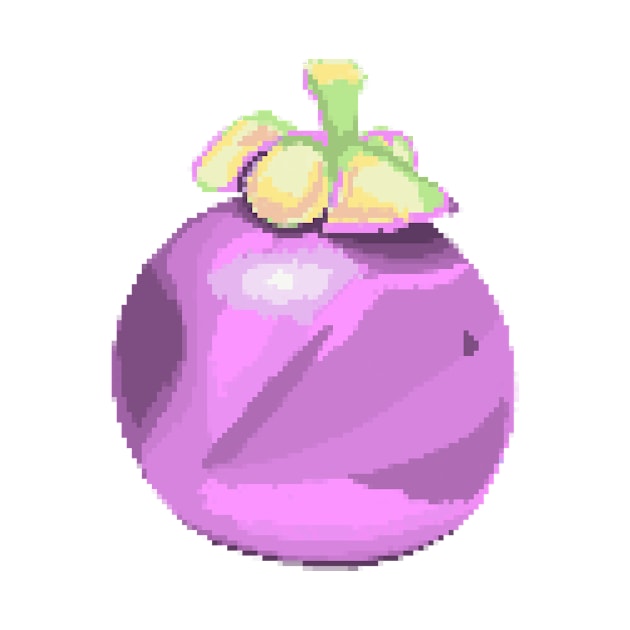 Mangosteen Pixel art, Cute Mangosteen fruit, Thai fruit by Tapood