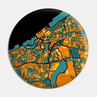 Cleveland Map Pattern in Orange & Teal Pin