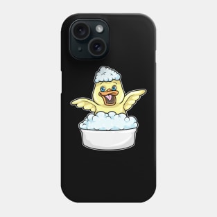 Duck at Bathing in Bathtub with Foam Phone Case