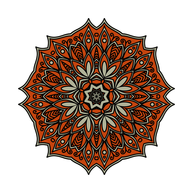 Mandala red and green by AllPrintsAndArt