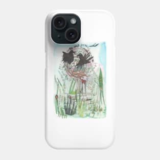 Nesting Crows in summer time, birds in their nest Phone Case