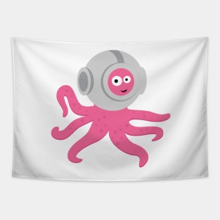 Pinky Octopus Diver Tapestry