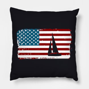 American Flag Sailing Cute Boating Pillow