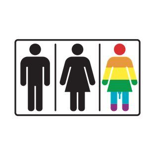 Lady Boy Male Female Toilet Sign LGBT Rainbow Flag T-Shirt