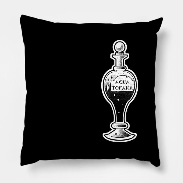 Aqua Tofana , poison bottle Pillow by weilertsen