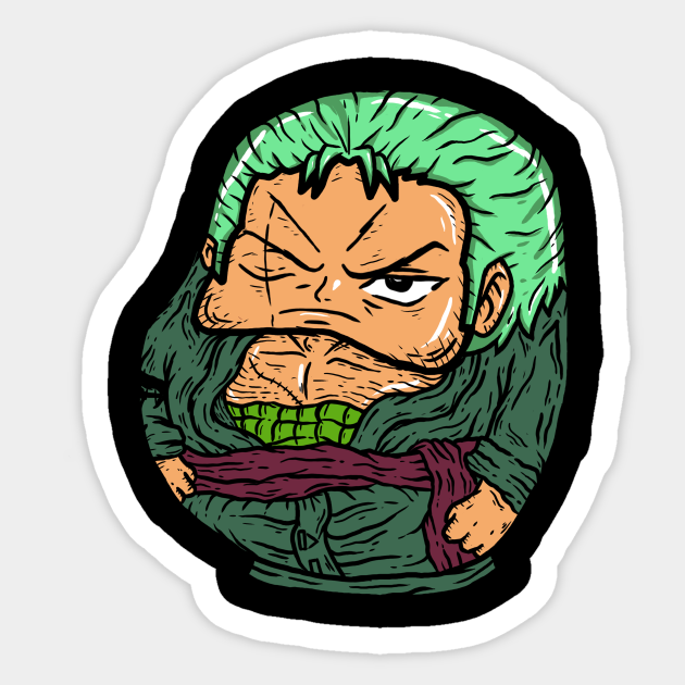Zoro In Daruma Shape One Piece Sticker Teepublic