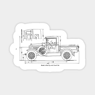 Ford Model A Pick-Up Technical Drawing Magnet