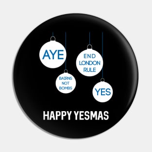 White Happy Yesmas Christmas Decoration Bauble Design Pin