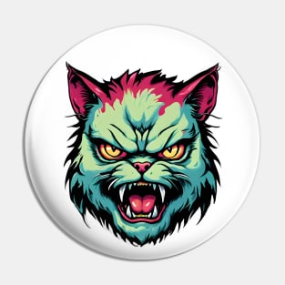 Angry Cat Monster Head Pin