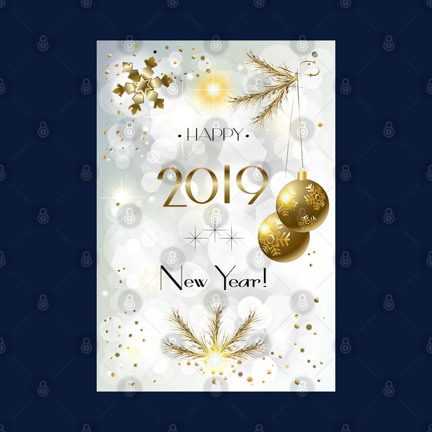 2019 Winter Holiday Christmas & Happy New Year Greeting Card by sofiartmedia