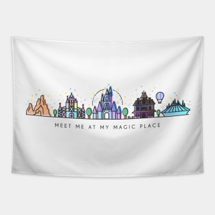 Meet me at my Magic Place. Happiest Place on Earth Vector Artwork Design Tapestry