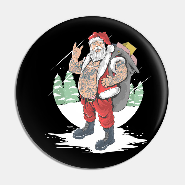 Santa Claus Rocker Metal Lover Heavy Metal Pin Teepublic Uk