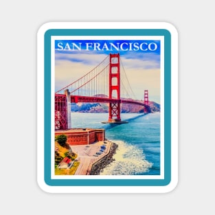 Restored vintage travel poster to San Francisco, CA Magnet