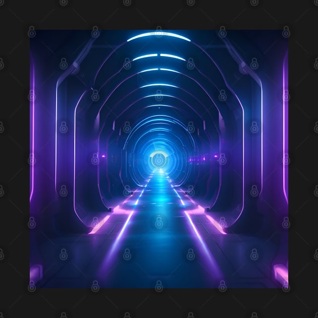 Cyberpunk Purple Blue Neon Portal Gateway by BJORLIE