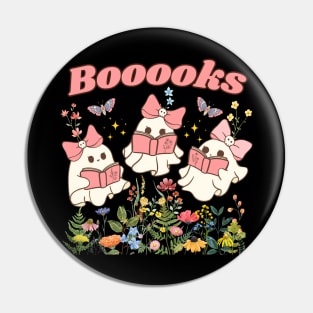 Cute Wildflower Ghosts Reading Books Pin