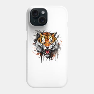 Graphic background, Tiger Tattoo Illustration of Power Phone Case