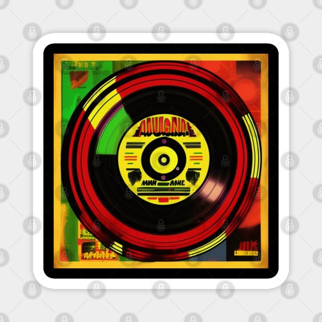 Reggae Music Pop Art Vinyl Album Cover Magnet by musicgeniusart