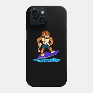 Tiger surfer on hydrofoil surfboard Phone Case