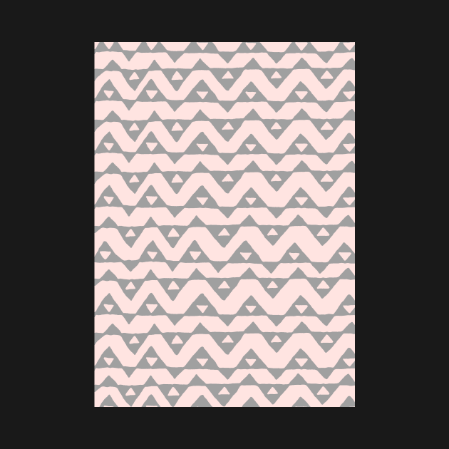 Grey Blush Pink Triangle Chevron Pattern by dreamingmind