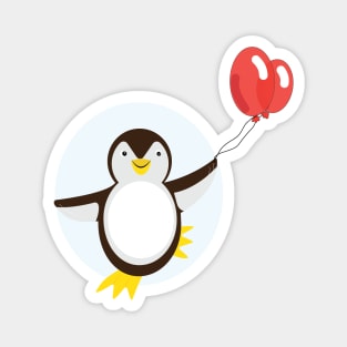 Cute penguin with balloons doodle drawing Magnet