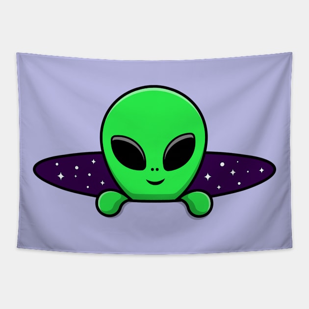 Space alien coming out of hole design Tapestry by kuallidesigns