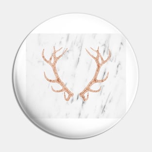 Rose gold antlers on soft white marble Pin