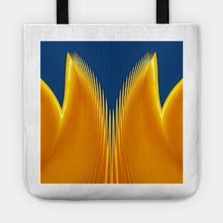 Hallelujah . Abstract featherweight symmetrical design in vivid yellow and bright blue Tote