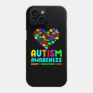 Autism Puzzle Heart Love Accept Understand Autism Awareness Phone Case