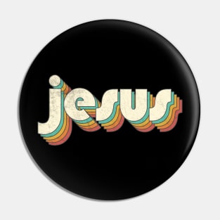 Retro Vintage Rainbow Jesus Letters Distressed Style Pin