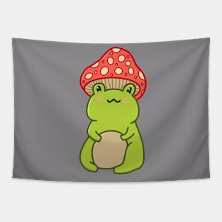 Cottagecore Mushroom Hat Frog Tapestry