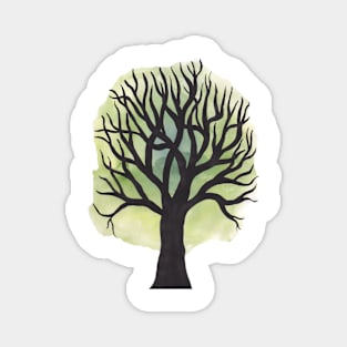 Silhouette tree with green sky Magnet