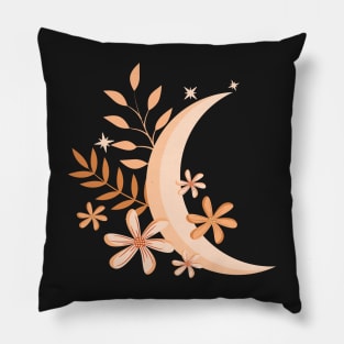 Moon, flowers and leaves Pillow