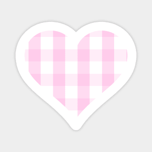 Soft Pink and White Buffalo Plaid Heart Magnet